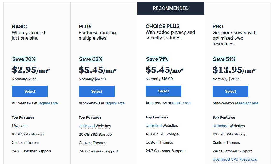 Bluehost Hosting Price