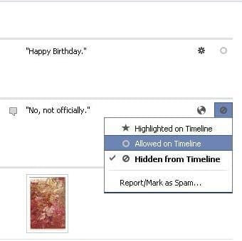 Facebook Timeline Edit options on Activity Log