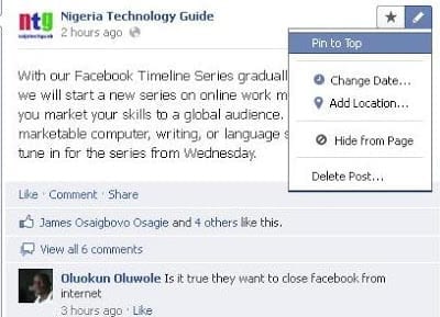 How to Pin & Unpin Posts on Top of Facebook Timeline 1 Facebook Timeline Pin to Top