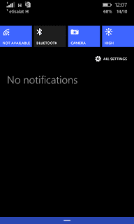 Lumia 530 notification centre