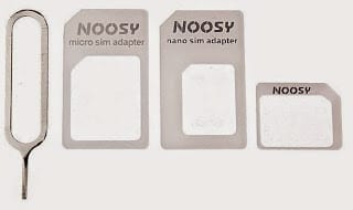 Noosy SIM card adapter pack with SIM eject pin