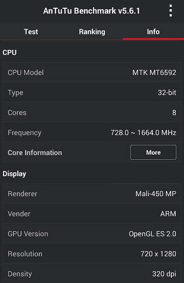 Innjoo One AnTuTu CPU Information