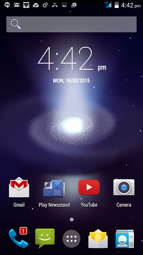 Wiko Getaway Home screen with Clock Widget