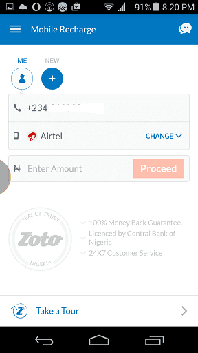 Zoto Mobile Recharge App UI