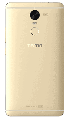 Tecno Phantom 6 Plus rear view showing the 21MP camera and fingerprint scanner