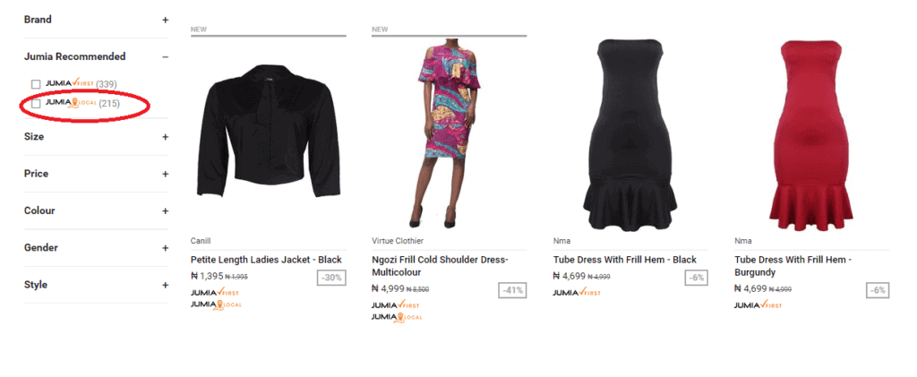 Jumia Local Category Page