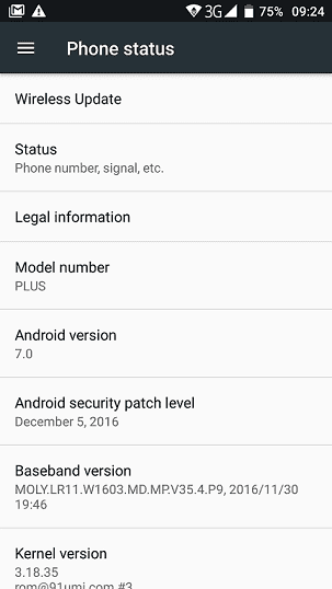 Android 7.0 on UMi Plus