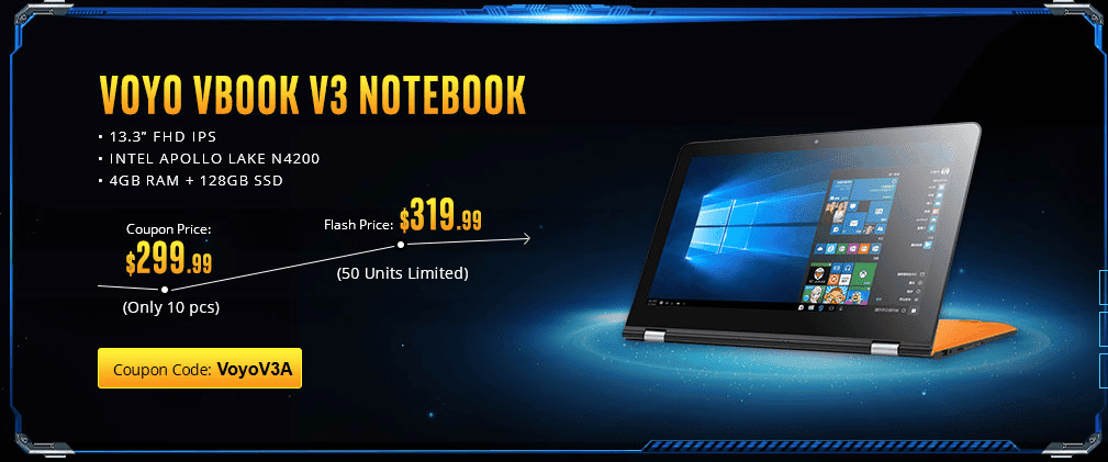 Voyo VBook V3 offer on Gearbest Power Notebook Sale