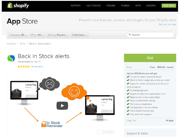 Shopify Back in Stock Alert