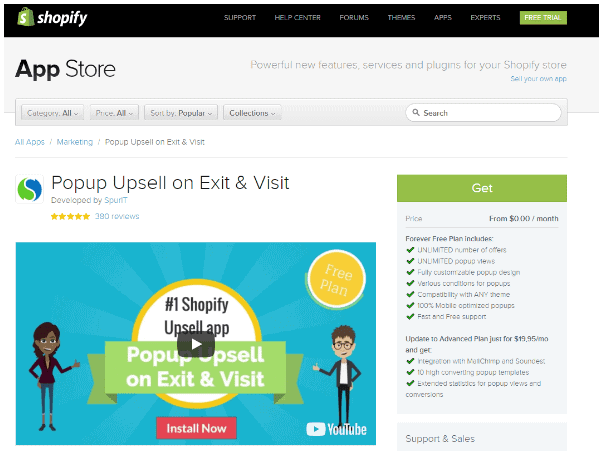 Shopify Popup Upsell Exit Visit