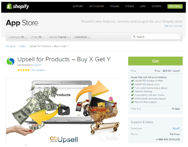 Shopify App - Upsell Products