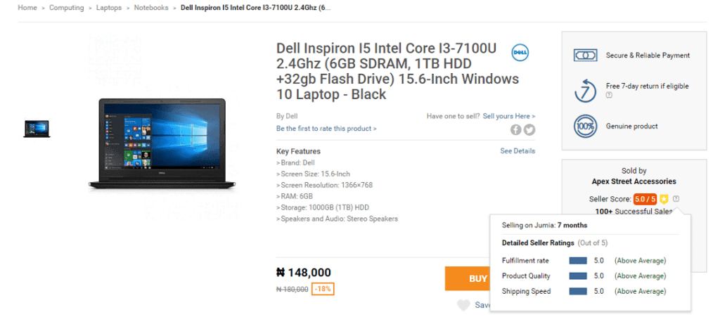 Jumia Seller Rating and Score