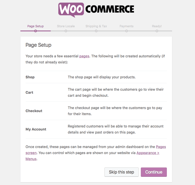 WooCommerce Page Setup