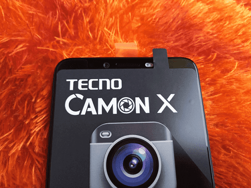 Tecno Camon X showing the 16MP front camera