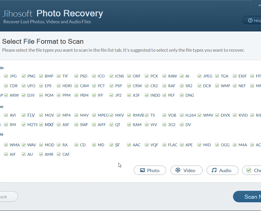 2. Select a media for recovery