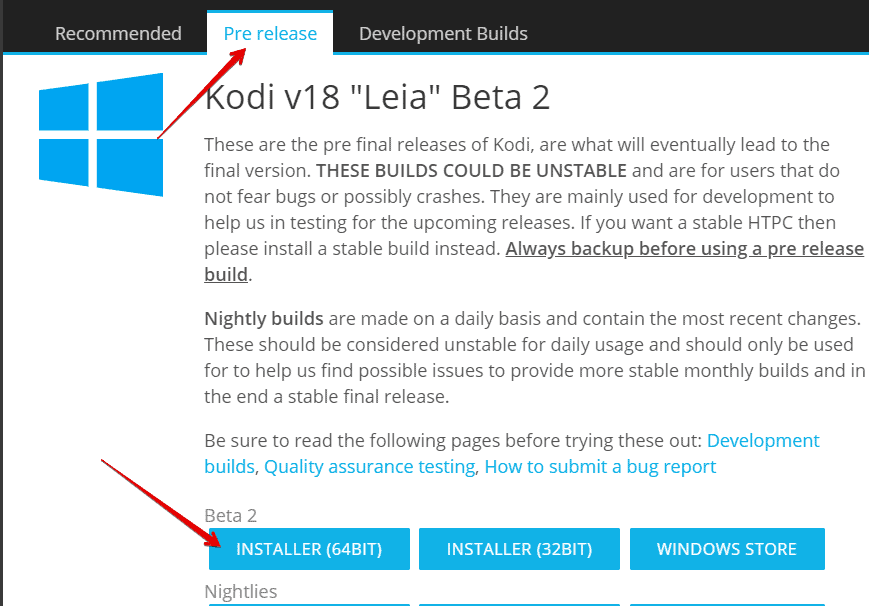 Update Kodi v18 on Windows 10