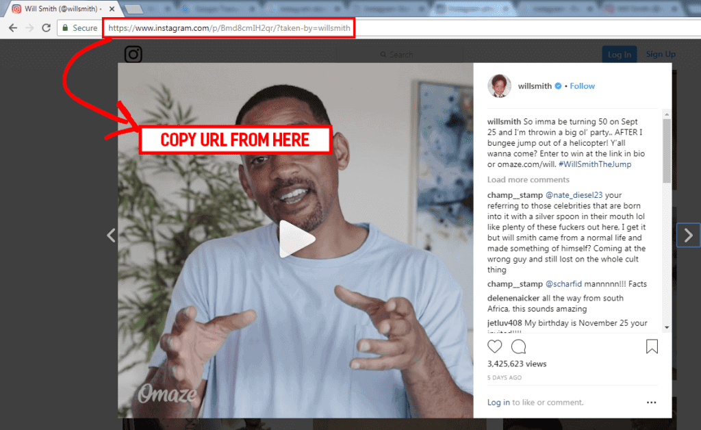 Copy Instagram URL