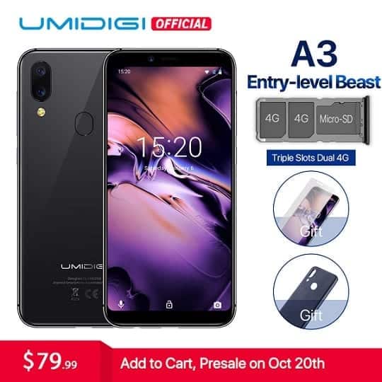 UMIDIGI A3 Presale and Preorder on AliExpress