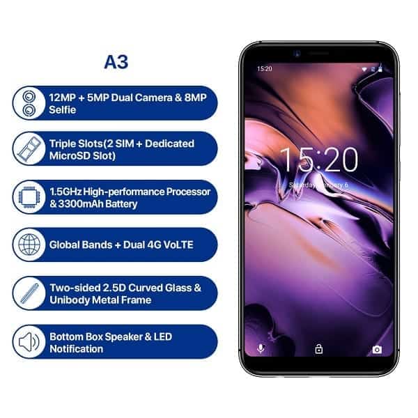 UMIDIGI A3 Specs and Features