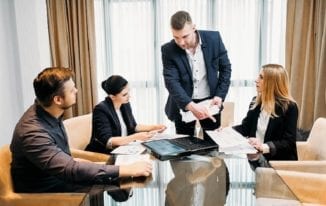 business meeting leadership team chief instruction