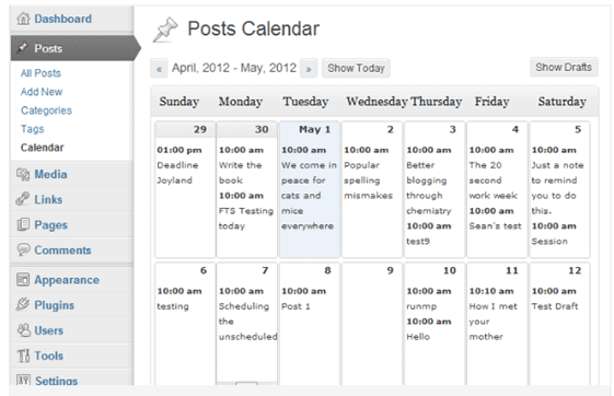 Post Calendar