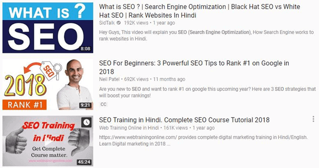 YouTube Thumbnails on YouTube Search Result Page