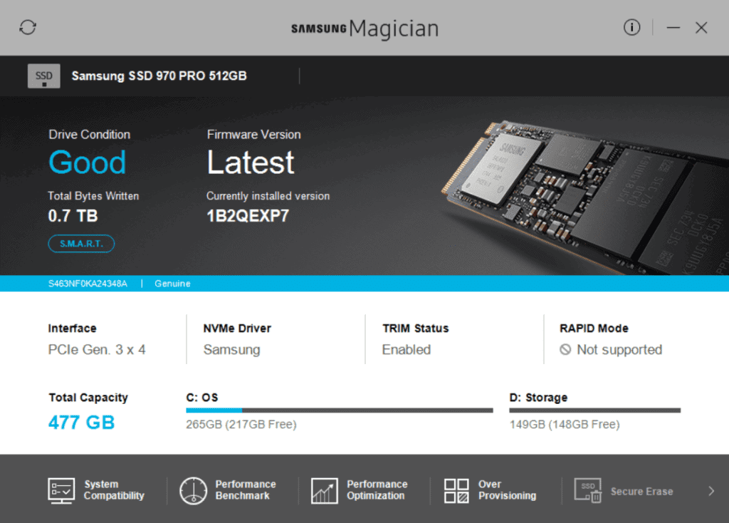 Samsung NVMe SSD problem