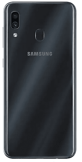 Samsung Galaxy A30 Rear showing the dual camera