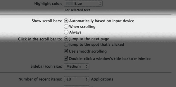 Scroll Bar Settings for Mac