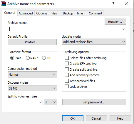 Archive Customization Parameters