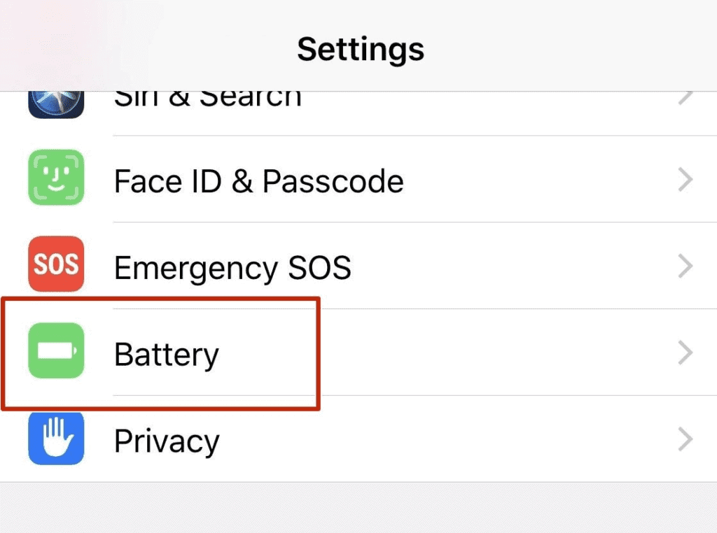 iPhone battery settings