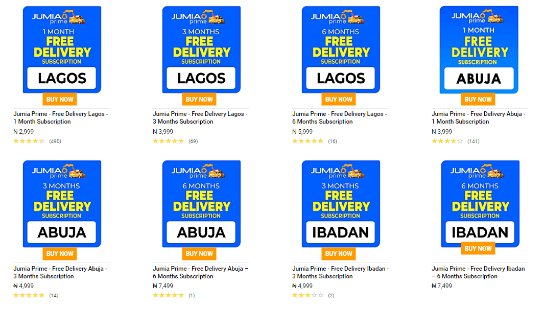 Jumia Prime, Free Delivery to Lagos, Abuja, Ibadan