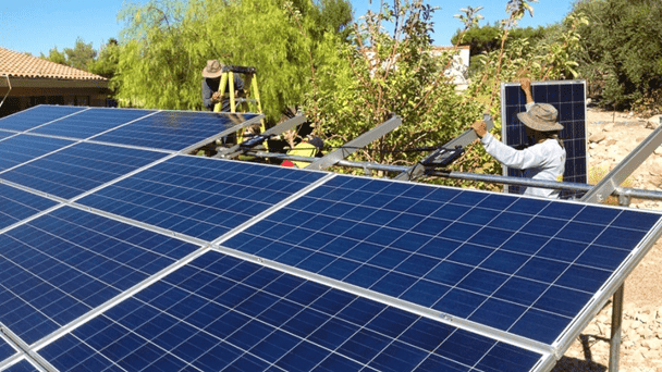 Solar Panels Installed Outside