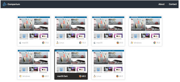 Comparium supports different web browsers with different versions