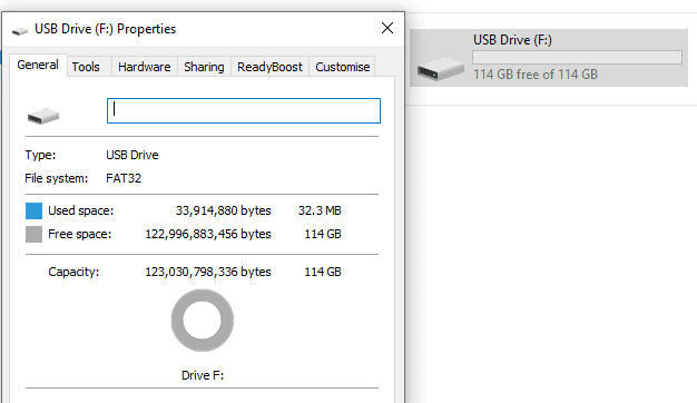 Flash Drive Properties on Windows