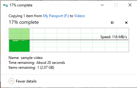 WD My Passport read speed test