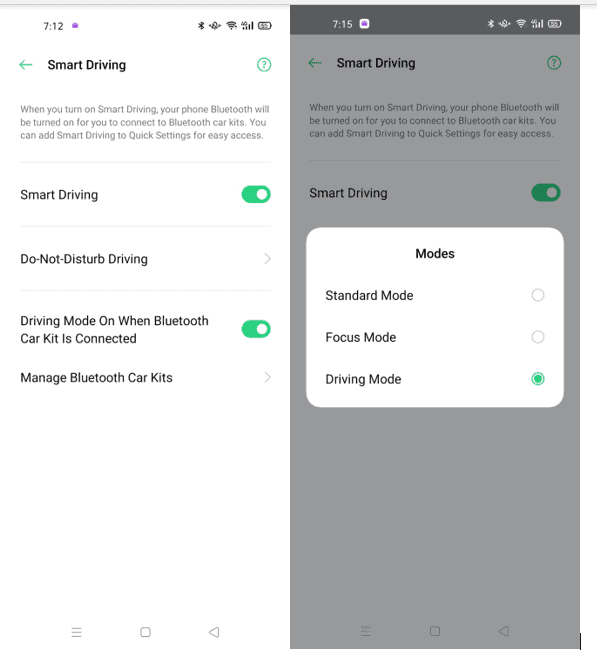 Smart Driving Mode for Oppo A92