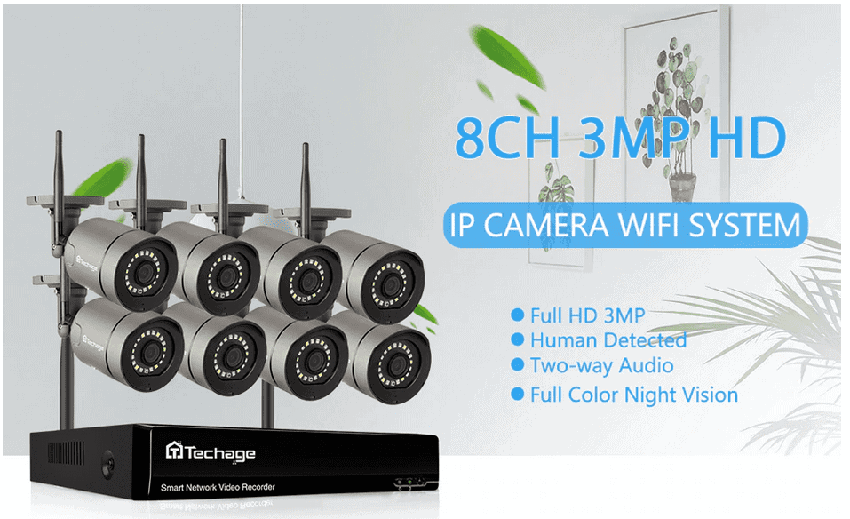 Techage 8CH 1080p HD Wireless CCTV Camera Security System