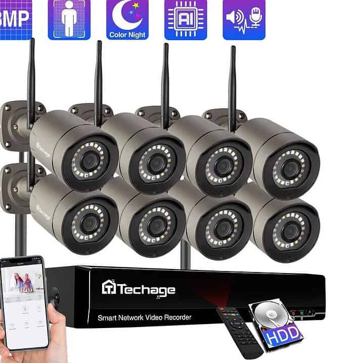 Techage 8CH Wireless CCTV Camera Security System