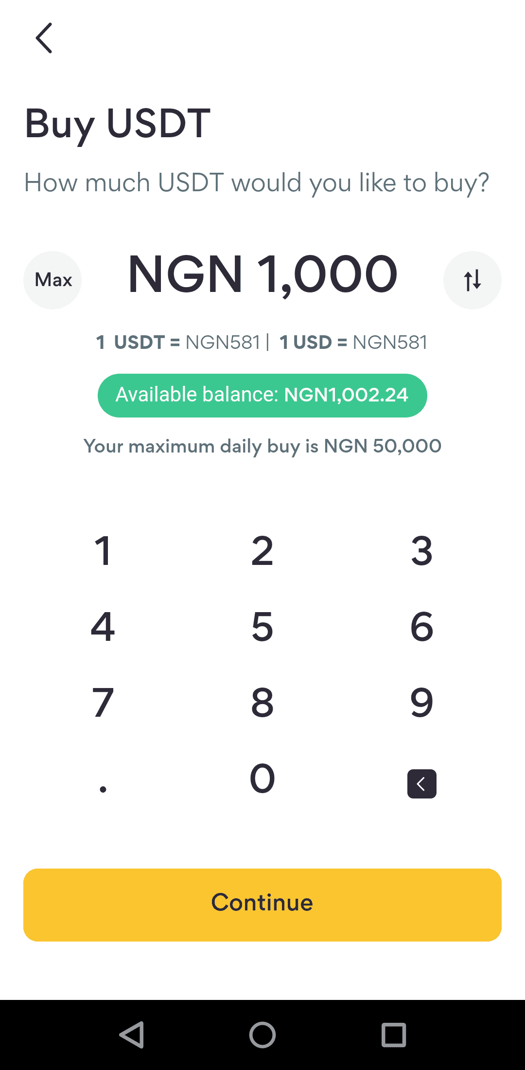 Buy USDT with Naira