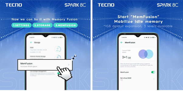 Tecno Spark 8C MemFusion