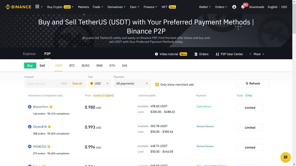 Binance P2P Marketplace