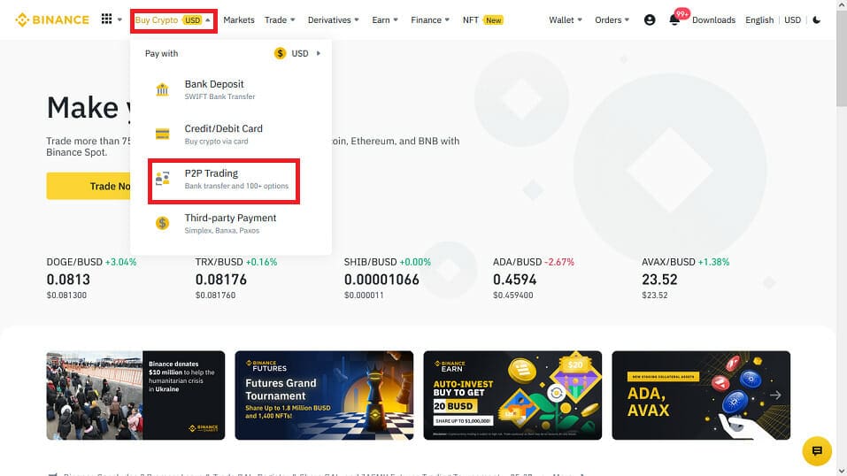 Go to Binance P2P Trading