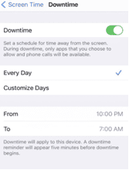 iPhone Screen Time Downtime