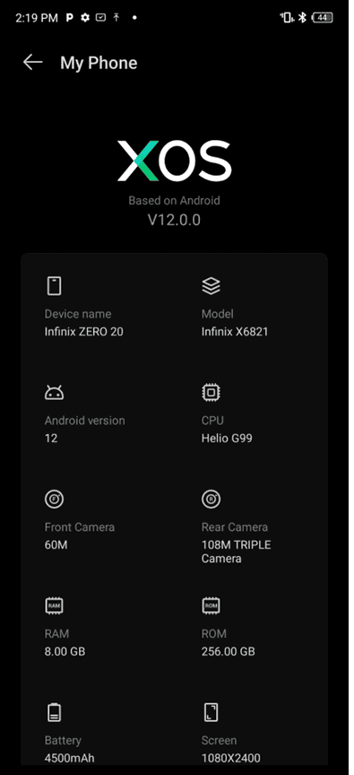 Infinix Zero 20 runs on XOS 12