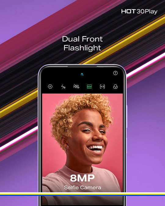Infinix Hot 30 Play front camera has Dual Flash