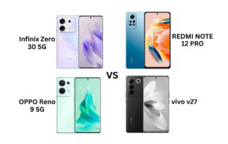 Compare Infinix Zero 30 5G, Oppo Reno 9 5G, Vivo V27, and Xiaomi Redmi Note 12 Pro