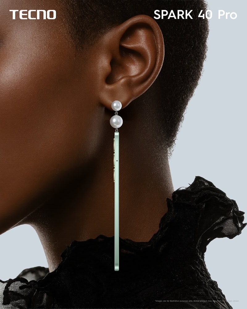 Earring shot taken with the Tecno Spark 40 Pro