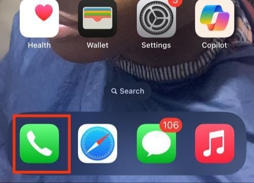 Phone Call icon on the iPhone