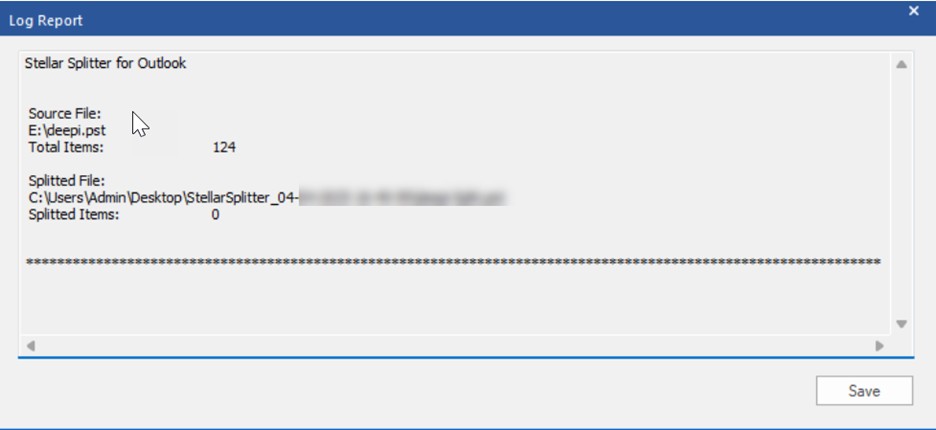 Stellar Splitter for Outlook Log Report